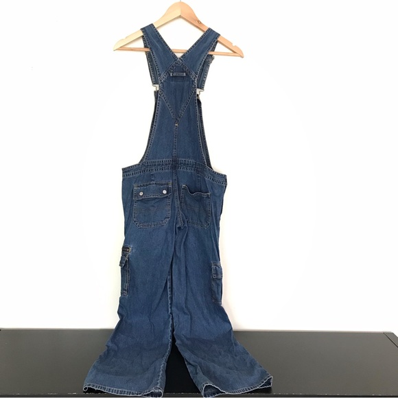 Y2K Old Navy Denim Overalls | 2003 Low Cut Low Rise Cargo Overalls - Picture 8 of 16